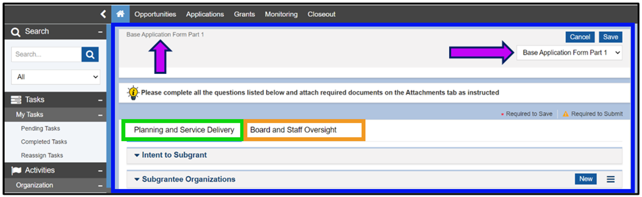 Image of the Base Application Form