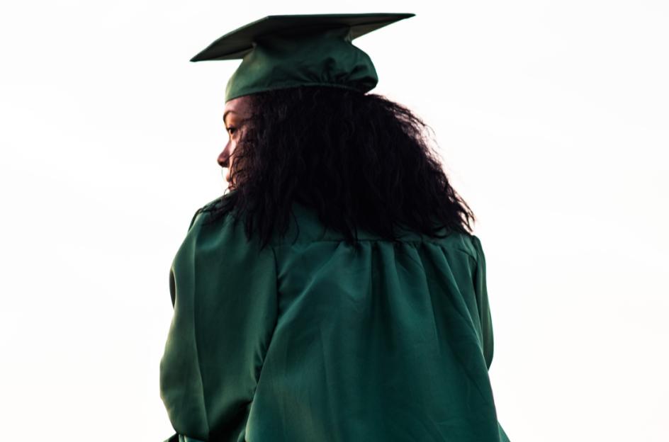 Back of Woman in Graduation Cap